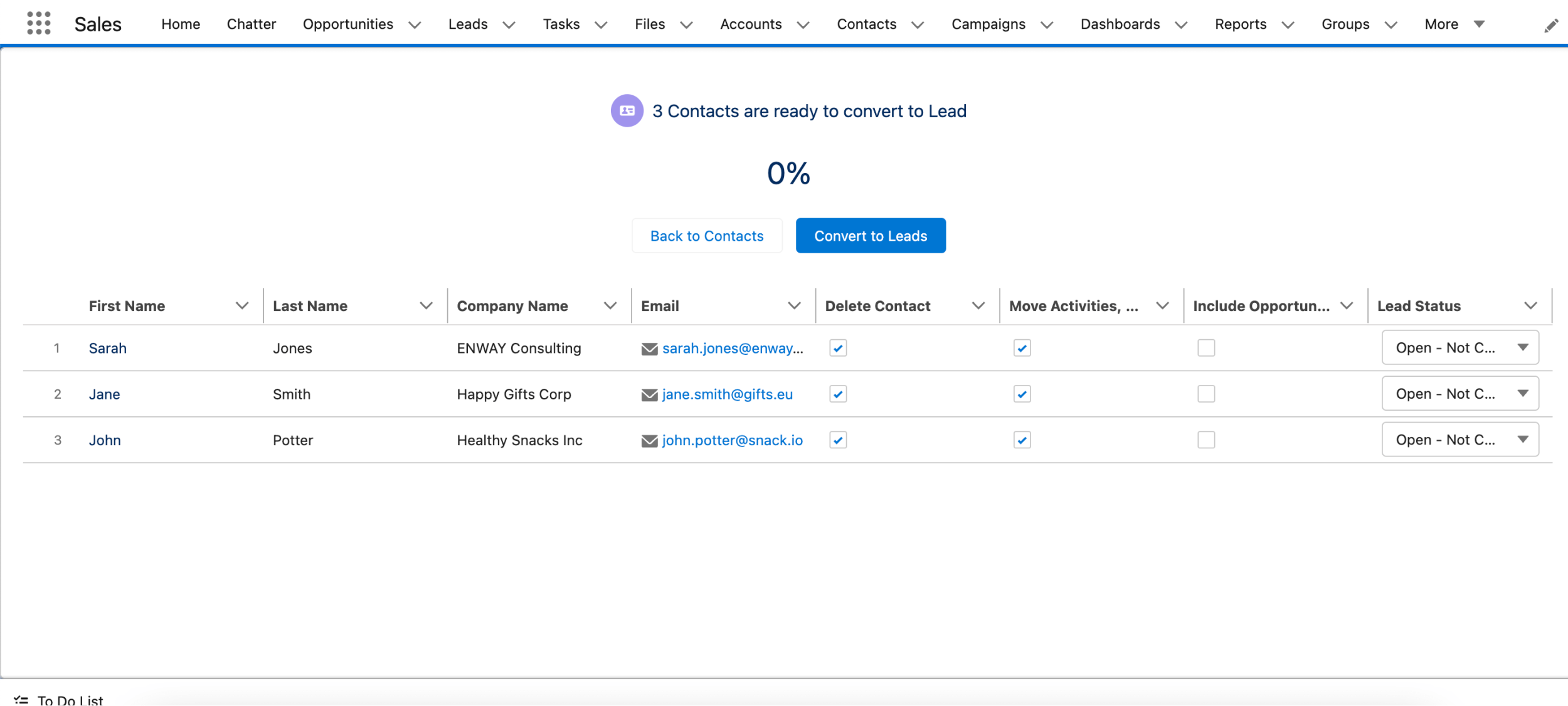 Blink App for Mass Lead Conversion in Salesforce