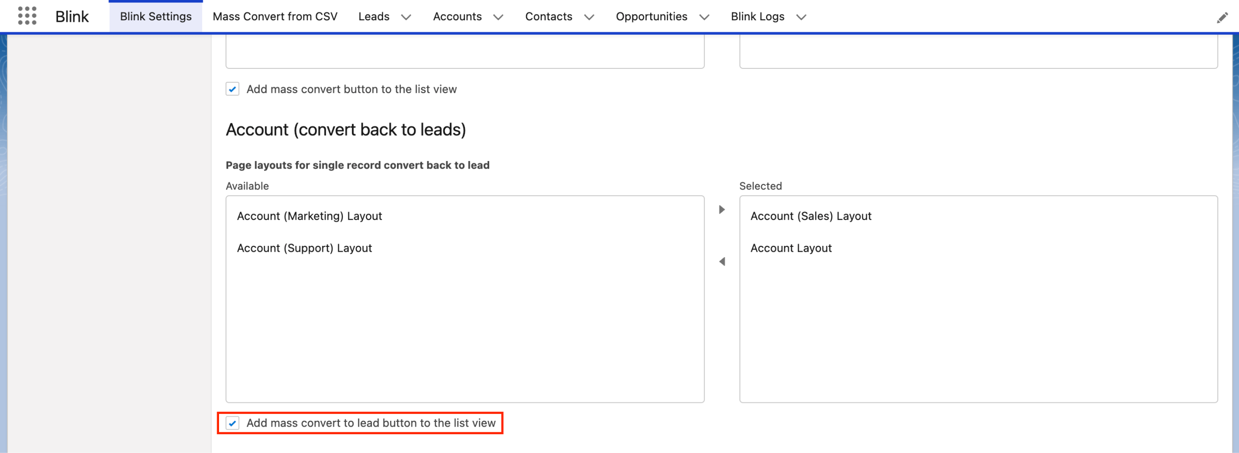 Blink App for Mass Lead Conversion in Salesforce