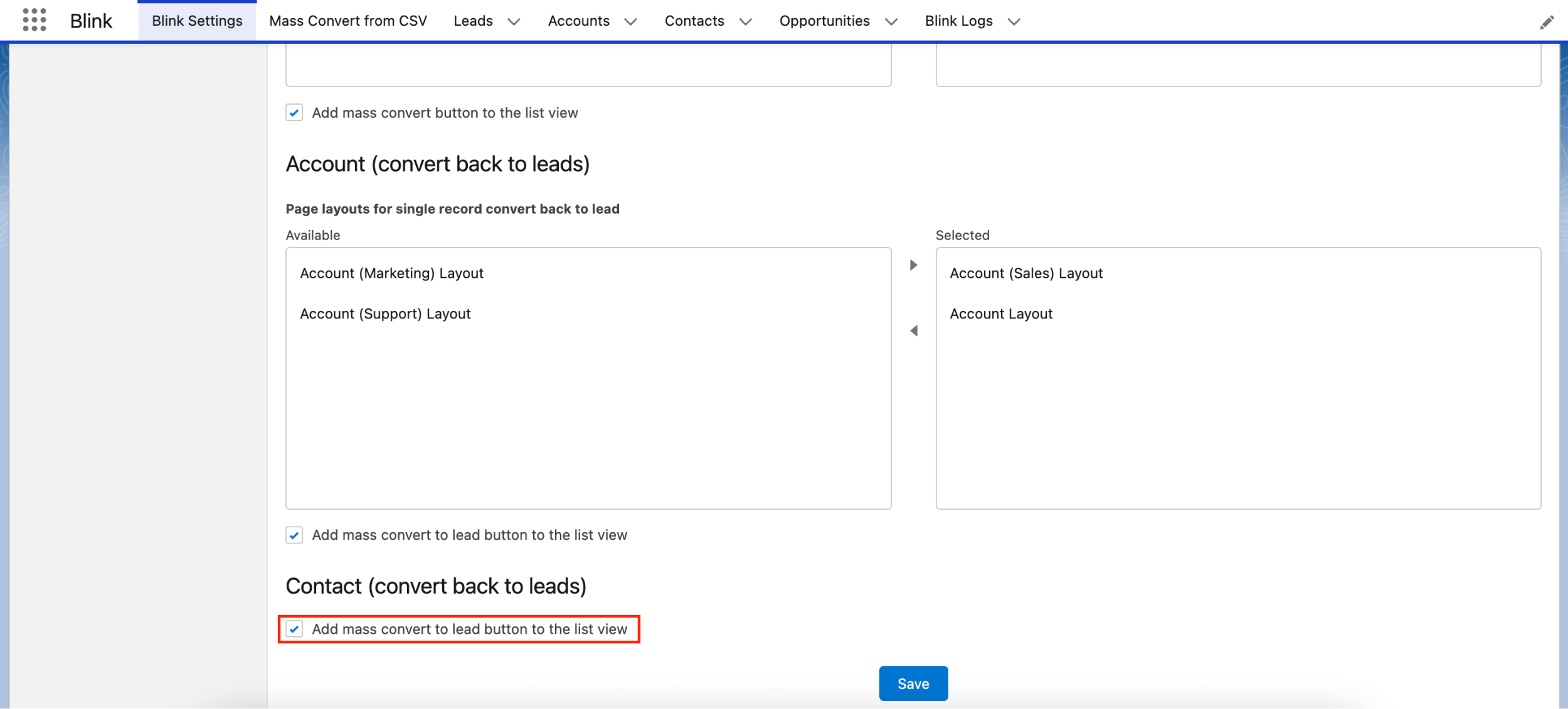 Blink App for Mass Lead Conversion in Salesforce