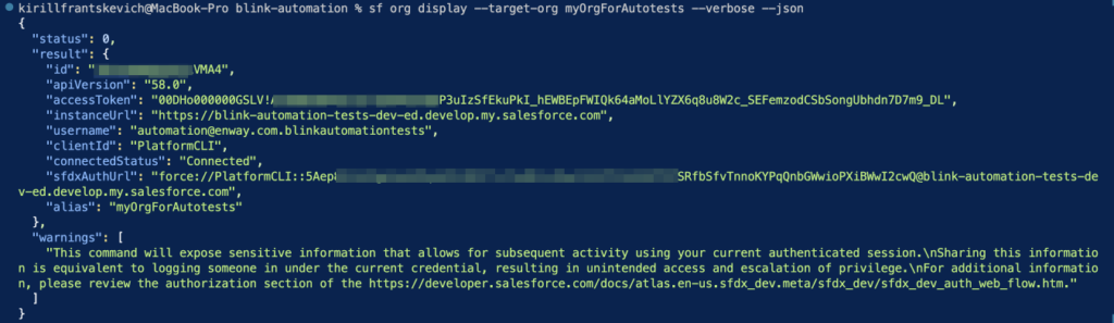 Authorize in Salesforce via CLI