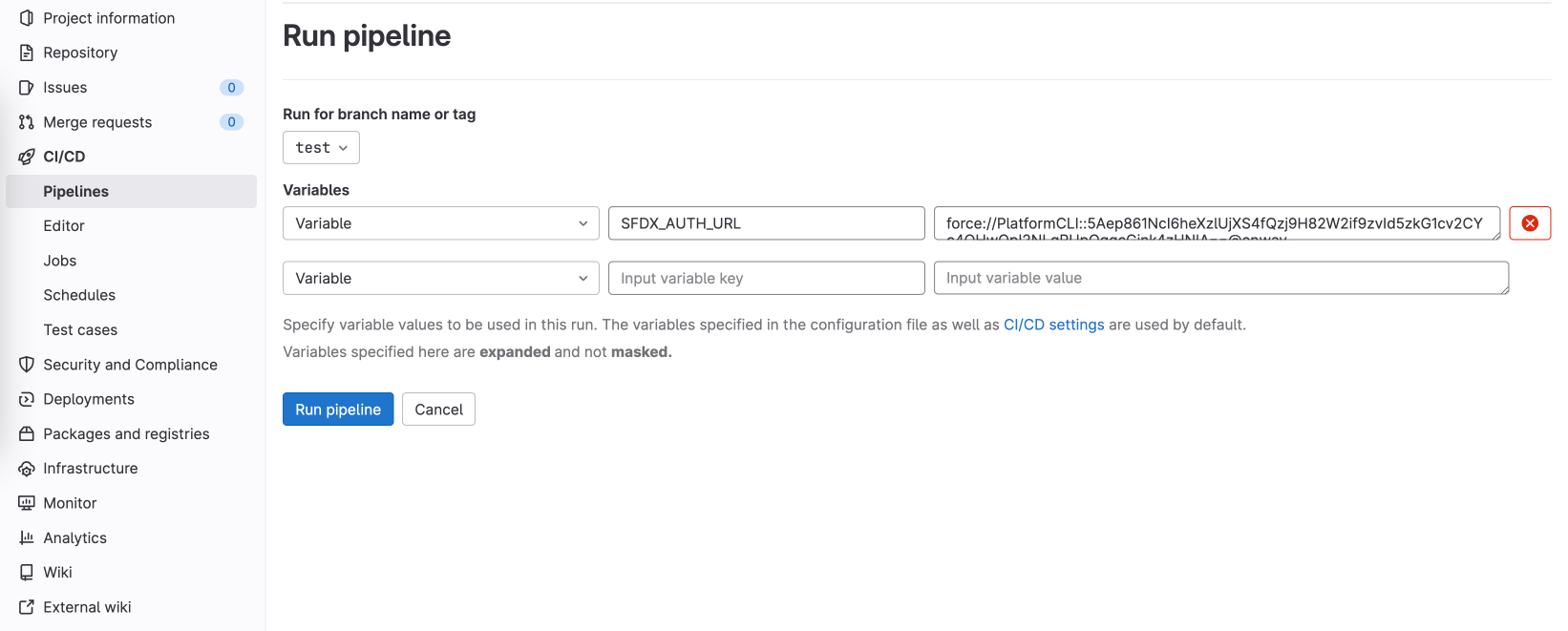 Setup for automated tests in Gitlab