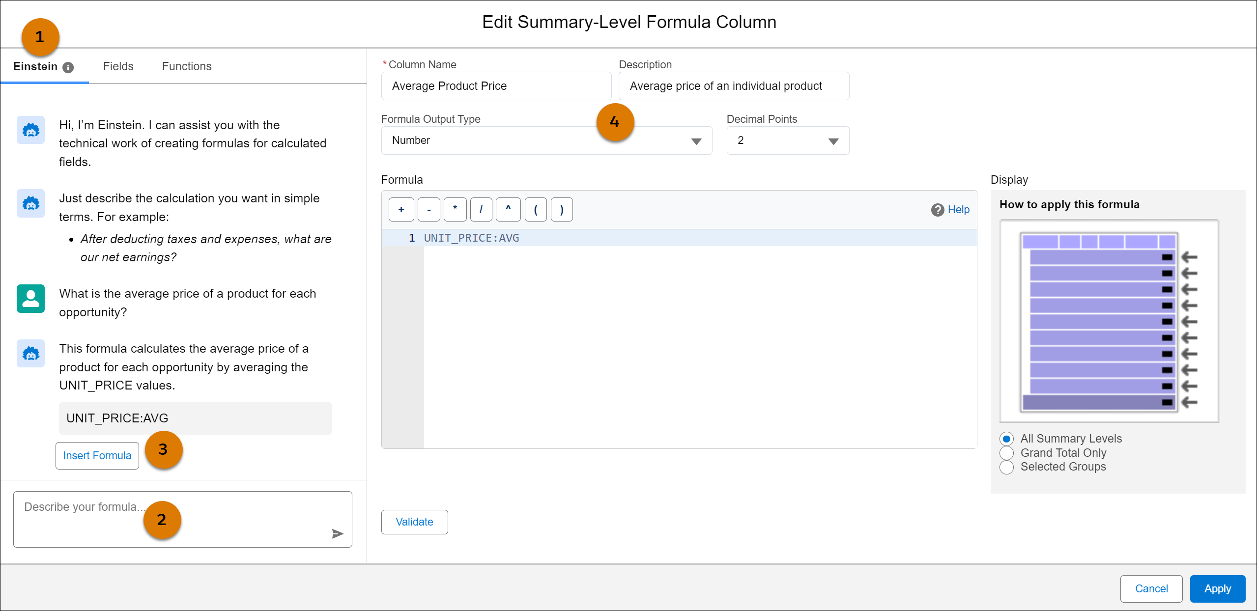 Salesforce Winter 25 - Einstein Report Formula Generation